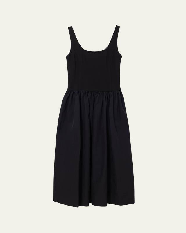 Jersey Mixed Midi Dress